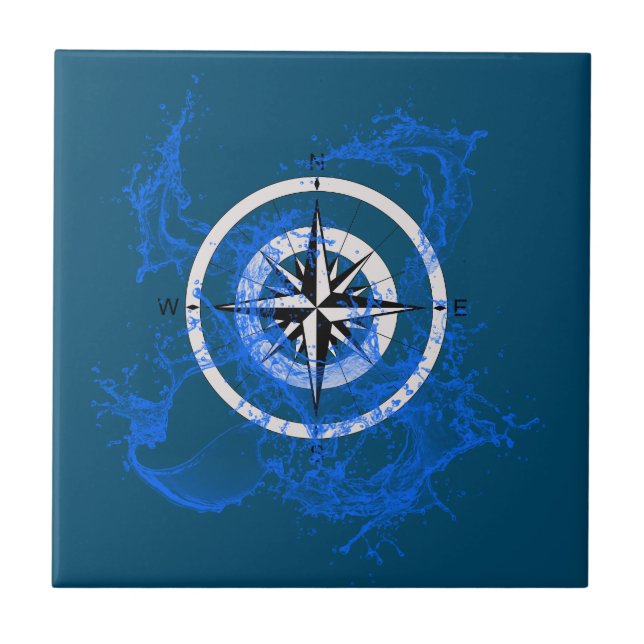 Splashing Compass Rose     Tile (Front)