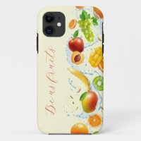 Splashing fruits vertical iPhone Case