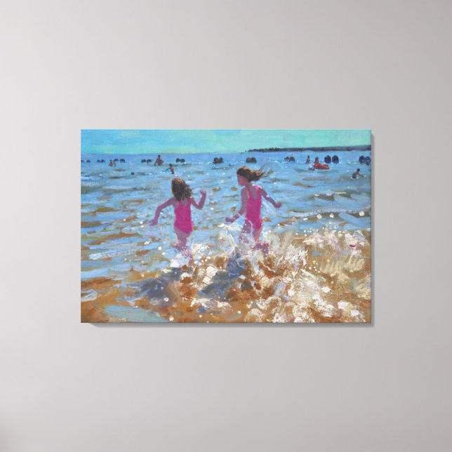 Splashing in the sea Clacton. 2014 Canvas Print (Front)