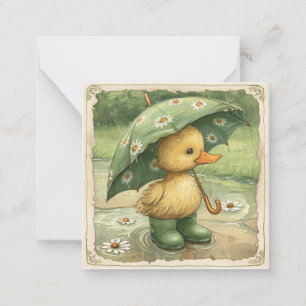 Splashing into Fun: Adorable Duck Rain Card