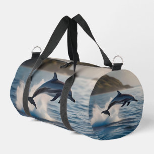 Splashing Leaping Dolphin: A Dance of Joy in Ocean Duffle Bag