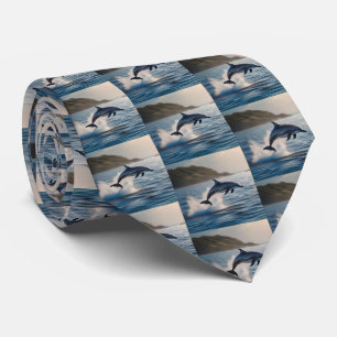 Splashing Leaping Dolphin: A Dance of Joy in Ocean Tie
