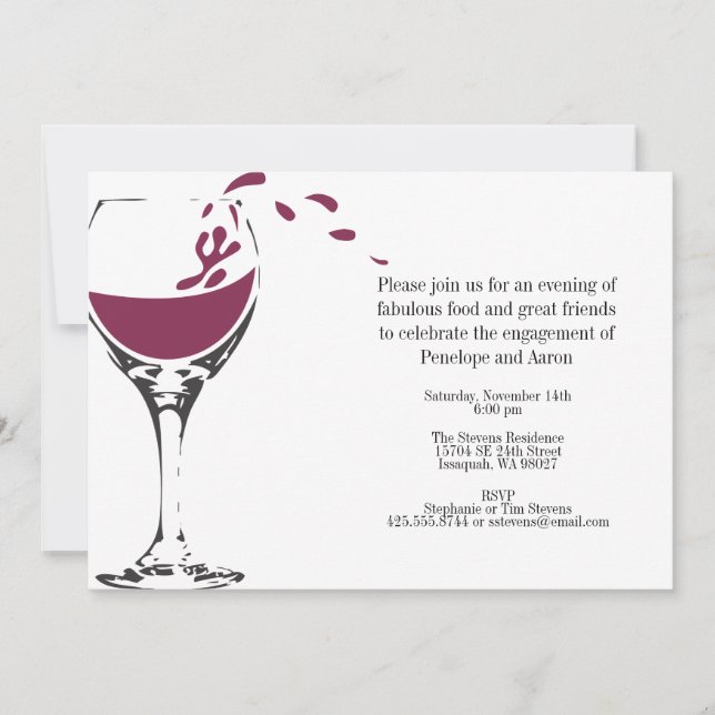 Splashing Merlot Party Invitation (Front)