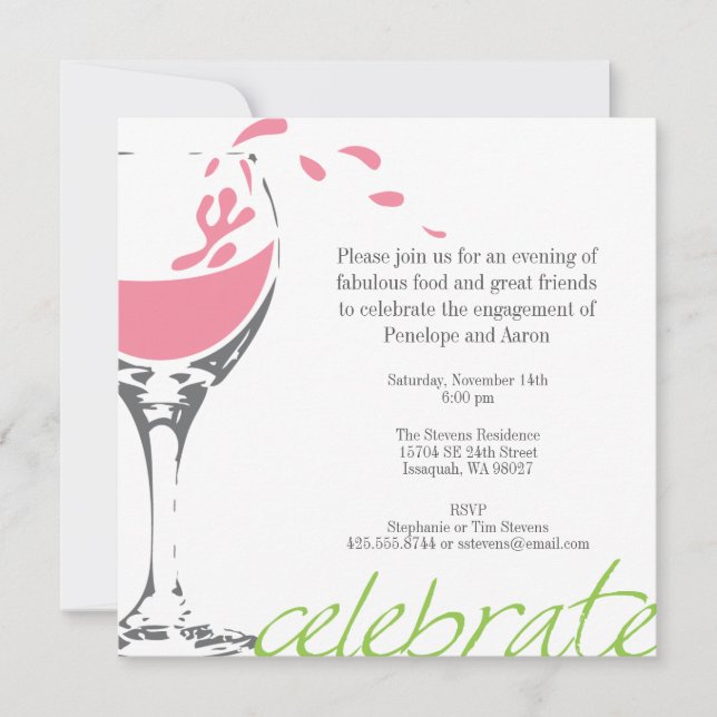 Splashing Merlot Party Invitation (Front)