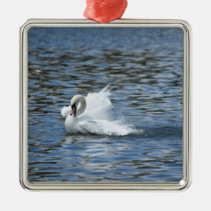 Splashing Swan on Lake Morton  Metal Tree Decoration
