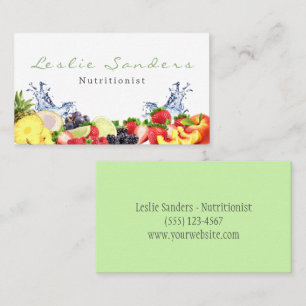 Splashing Water and Fruit Nutritionist Catering Business Card
