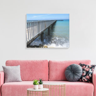Splashing Waves on Wharf Design Canvas Print