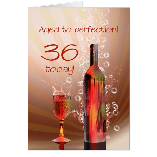 Splashing wine 36th birthday card (Front)