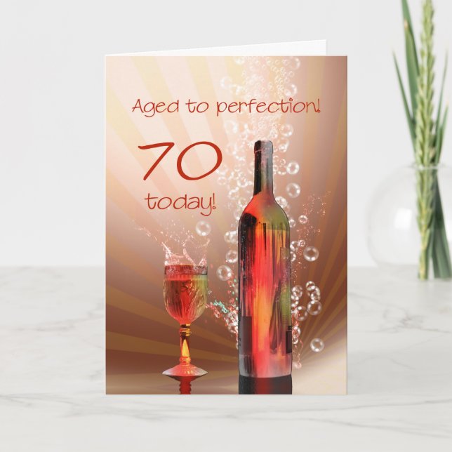 Splashing wine 70th birthday card (Front)