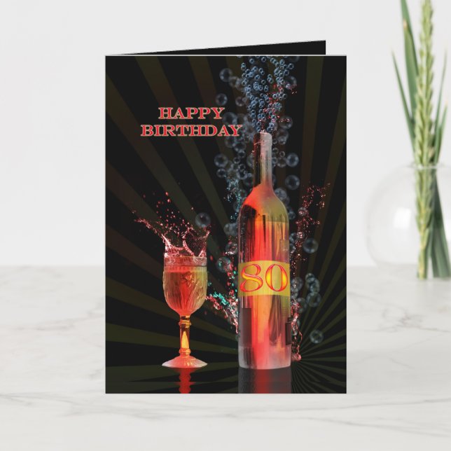 Splashing wine 80th birthday card (Front)
