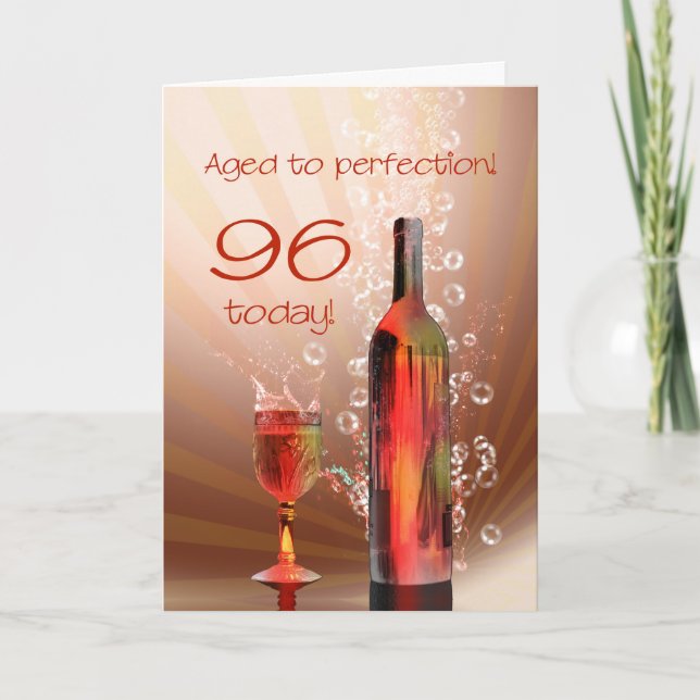 Splashing wine 96th birthday card (Front)