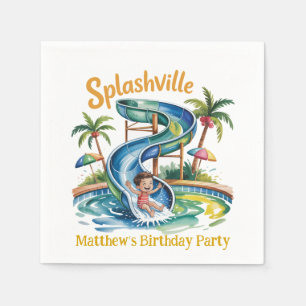 Splashville Water Slide Boy Birthday Party Napkin