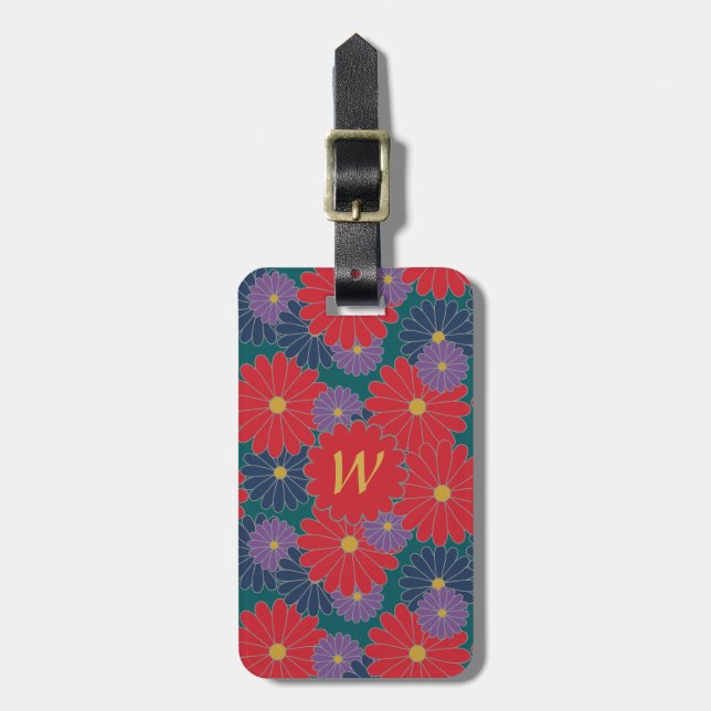 Splashy Fall Floral Luggage Tag (Front Vertical)
