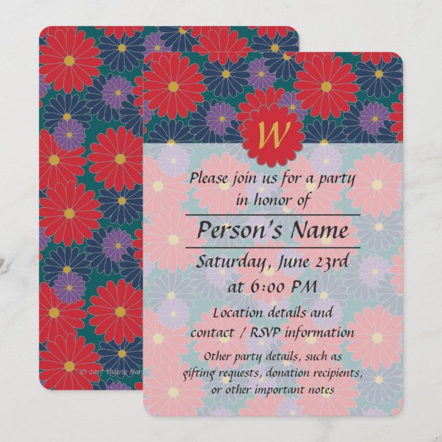 Splashy Fall Floral Party Invitation (Front/Back)