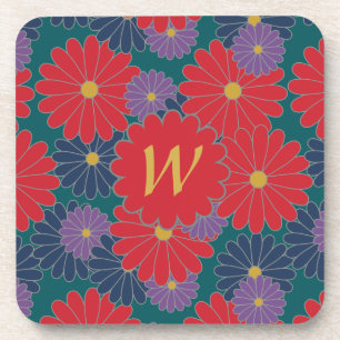 Splashy Fall Floral Square Coaster