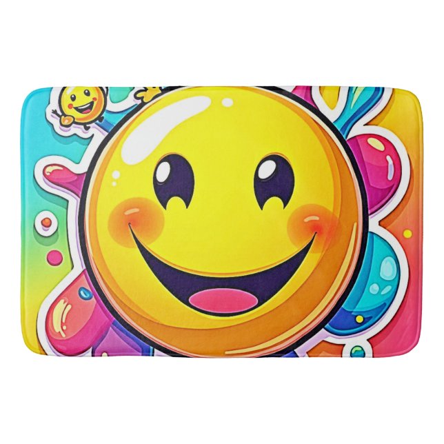 Splashy Happy Emoji Fun Bath Mat (Front)