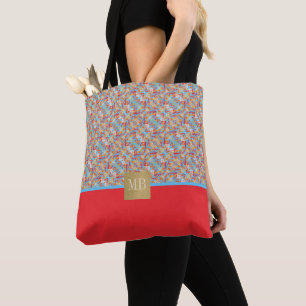 Splashy Red Paint Monogrammed Tote Bag