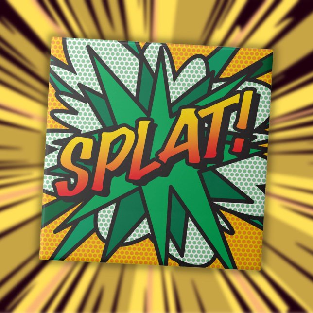 SPLAT Fun Retro Comic Book Pop Art Tile (SPLAT Fun Retro Comic Book Pop Art Ceramic Tile)