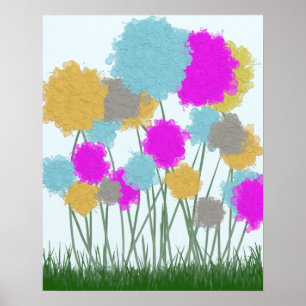 Splat Painted Flower Scene Print