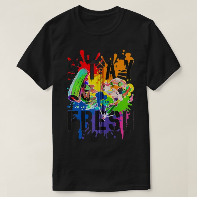 Splatoon Pride Stay Fresh Rainbow Paint Splat Zip  T-Shirt (Design Front)