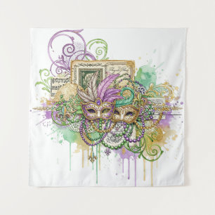 Splatter Mardi Gras collage Tapestry