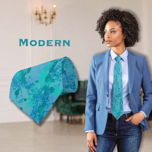 Splatter Paint Blue Neck Tie