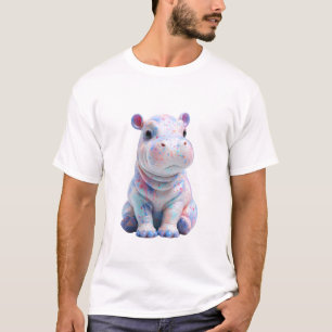 Splatter Paint Ceramic Baby Hippo Men T-Shirt