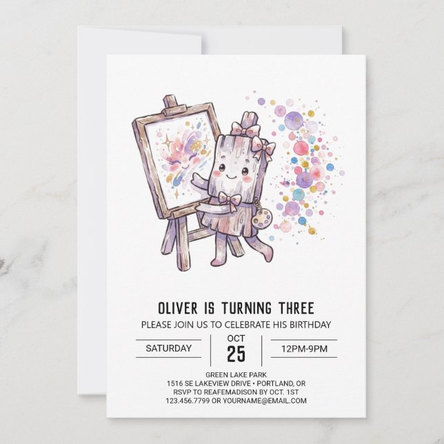 Splatter Paint Painter Birthday Invitation (Front)