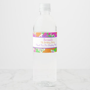 Splatter Paint Party Personalised Water Bottle Label