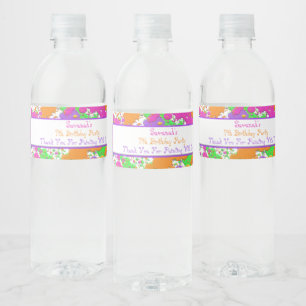 Splatter Paint Party Personalised Water Bottle Water Bottle Label