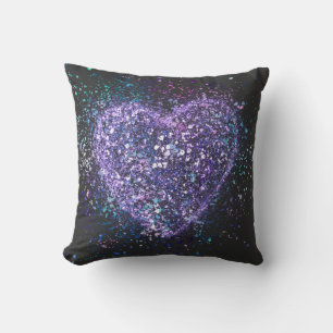 Splatter Paint Purple Heart  Cushion