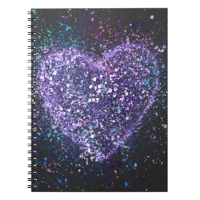 Splatter Paint Purple Heart Notebook (Front)