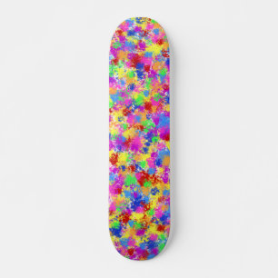 Splatter Paint Rainbow Bright Colourful Background Skateboard