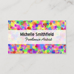 Splatter Paint Rainbow of Bright Colour Background Business Card