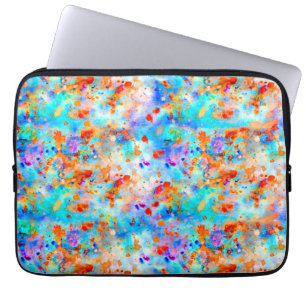 Splatter Paint Rainbow of Bright Colour Background Laptop Sleeve