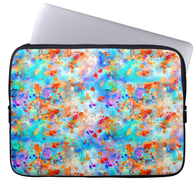 Splatter Paint Rainbow of Bright Colour Background Laptop Sleeve (Front)