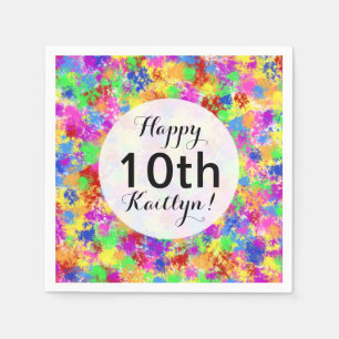 Splatter Paint Rainbow of Bright Colour Background Napkin