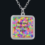 Splatter Paint Rainbow of Bright Colour Background Silver Plated Necklace<br><div class="desc">Use this bright splash of rainbow colour as-is or use it as a background for your own text or photo. The design is done in a splatter paint style, in shades of red, yellow, purple, green and blue. It's an abstract, whimsical pattern for an artist, a hippie or anyone who...</div>