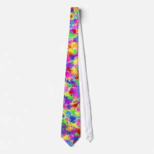 Splatter Paint Rainbow of Bright Colour Background Tie