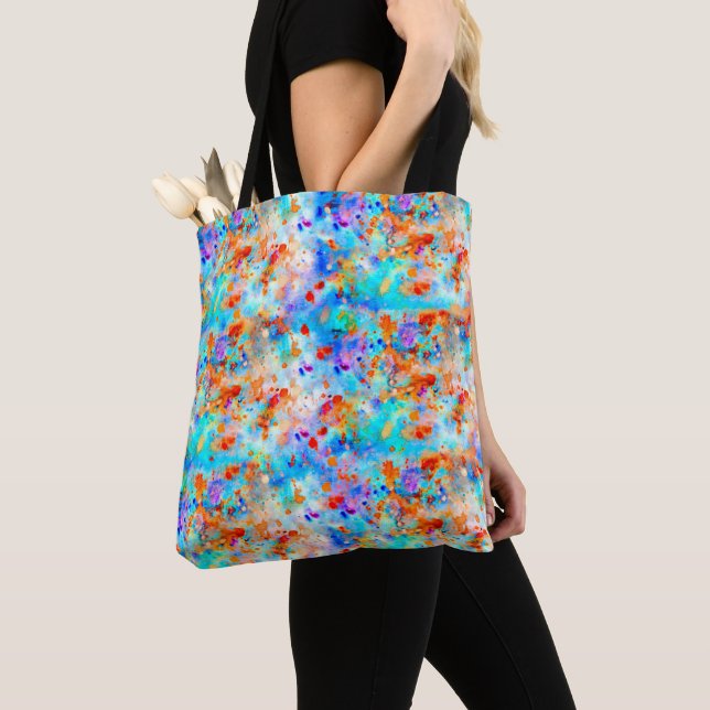 Splatter Paint Rainbow of Bright Colour Background Tote Bag (Close Up)