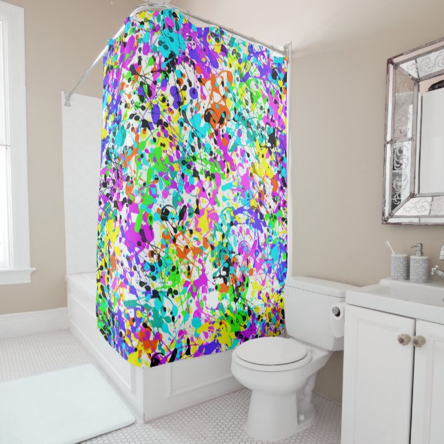 Splatter Paint Shower Curtain (In Situ)