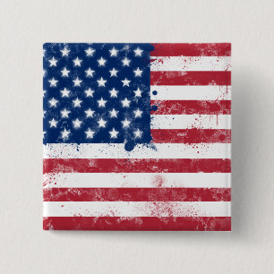 Splatter Painted American Flag 15 Cm Square Badge
