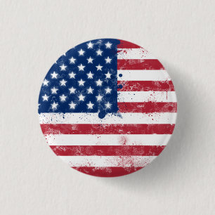 Splatter Painted American Flag 3 Cm Round Badge