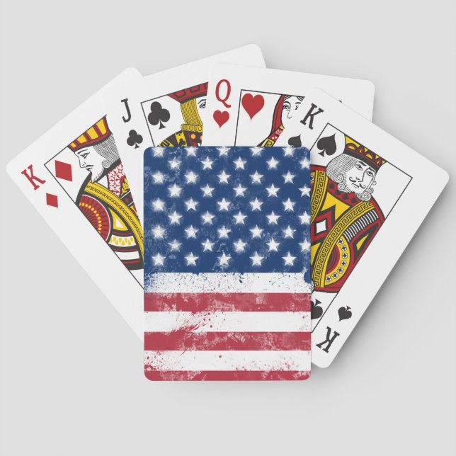 Splatter Painted Flag of the USA Playing Cards (Back)