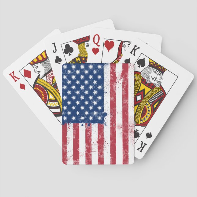 Splatter Painted Flag of the USA Playing Cards (Back)