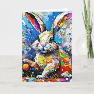 Splatter Palette Easter Bunny with Eggs Holiday Card