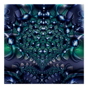 Splatter Purple and Green Fractal Art Poster