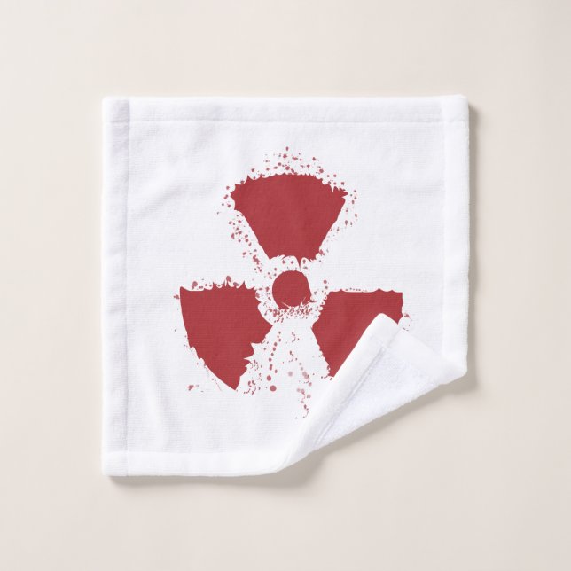 Splatter Radioactive Warning Symbol Bath Towel Set (Wash Cloth)