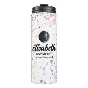 Splatter Watercolor Photo and Name Thermal Tumbler