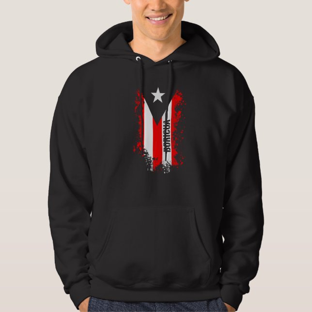 Splattered Boricua Puerto Rican Flag Premium Hoodie (Front)